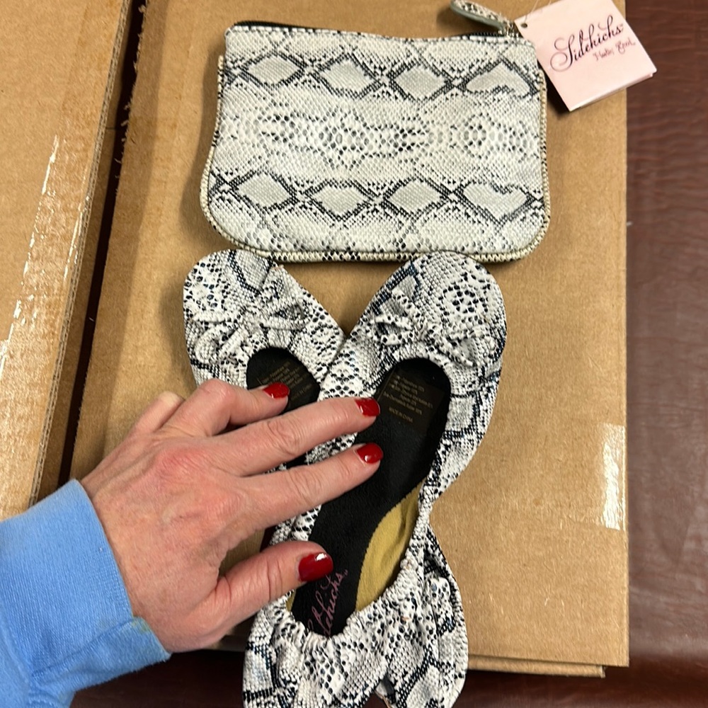 Sidekicks clutch with matching ballet flats size 5-6.5, NWT